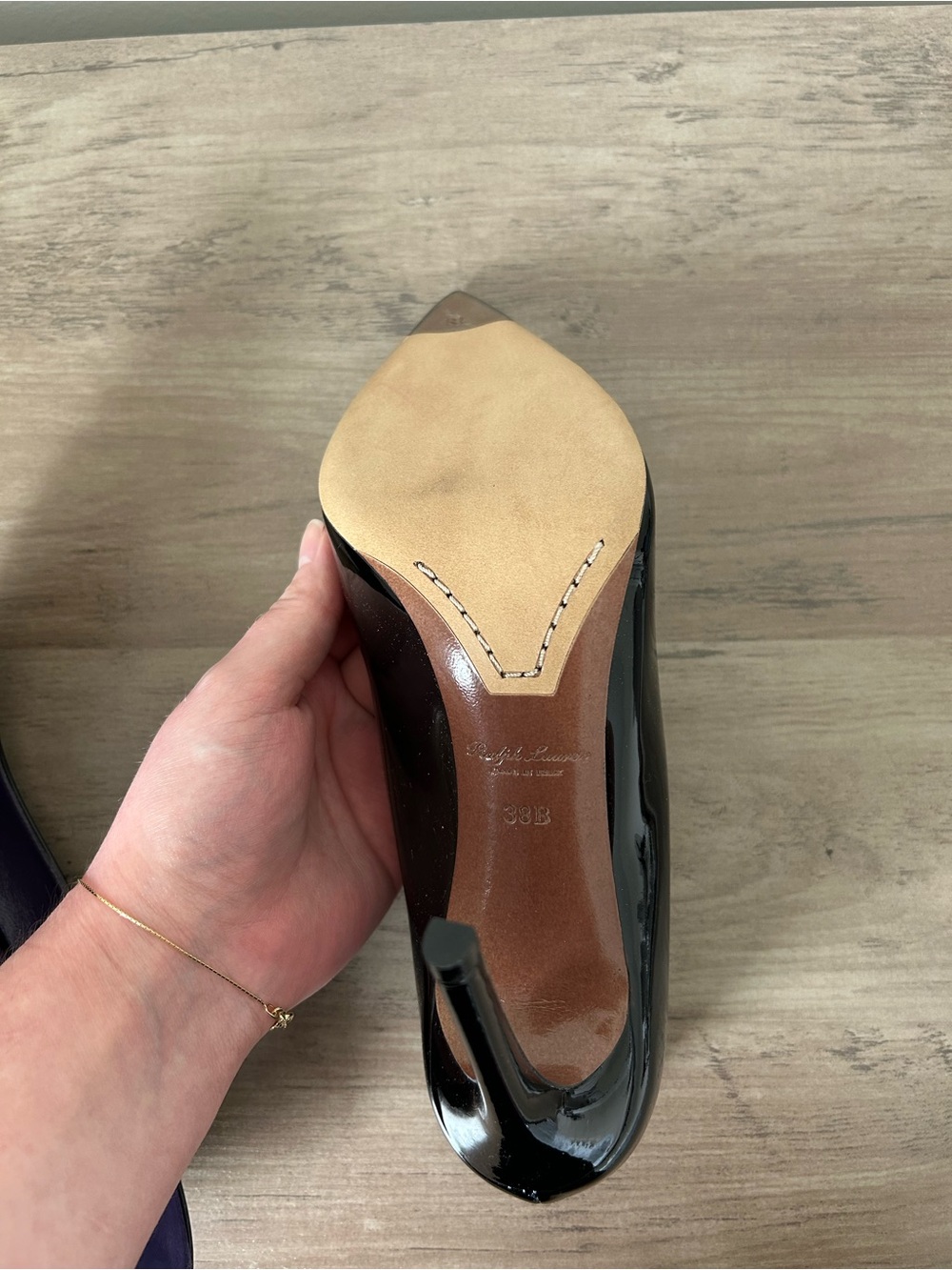Ralph Lauren Celia Black Patent Heel Size EU 38 New in Box Purple Label - Picture 7 of 10